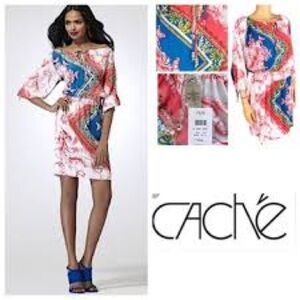 Cache, Striking Mini Dress,Lightweight, Elastic Waist,Excellent w/Boots,Size M